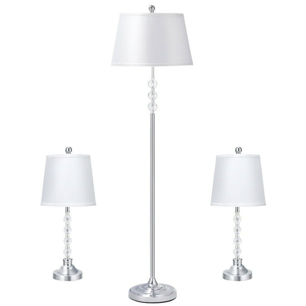 Gymax 3 Piece Lamp Set 2 Table Lamps 1, Floor Lamp And Matching Table