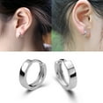 thumbnail image 2 of Opolski Fashion Men Women Silver Plated Smooth Round Hoop Huggie Earrings Jewelry Gift, 2 of 7