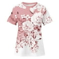 thumbnail image 4 of Camisas de Manga Corta para las Mujeres Impresión Cuello Redondo Suéter Encaje Camisa, Blusa de Verano Casual para las Mujeres, 4 of 4