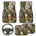 thumbnail image 2 of Pzuqiu Forest Deer Automotive Floor Mats with Car Steering Wheel Cover Driver Passenger and Rear Floor Mats for Additional Protection Easy to Install Universal Fit Interior 5-Piece Car Mats, 2 of 6