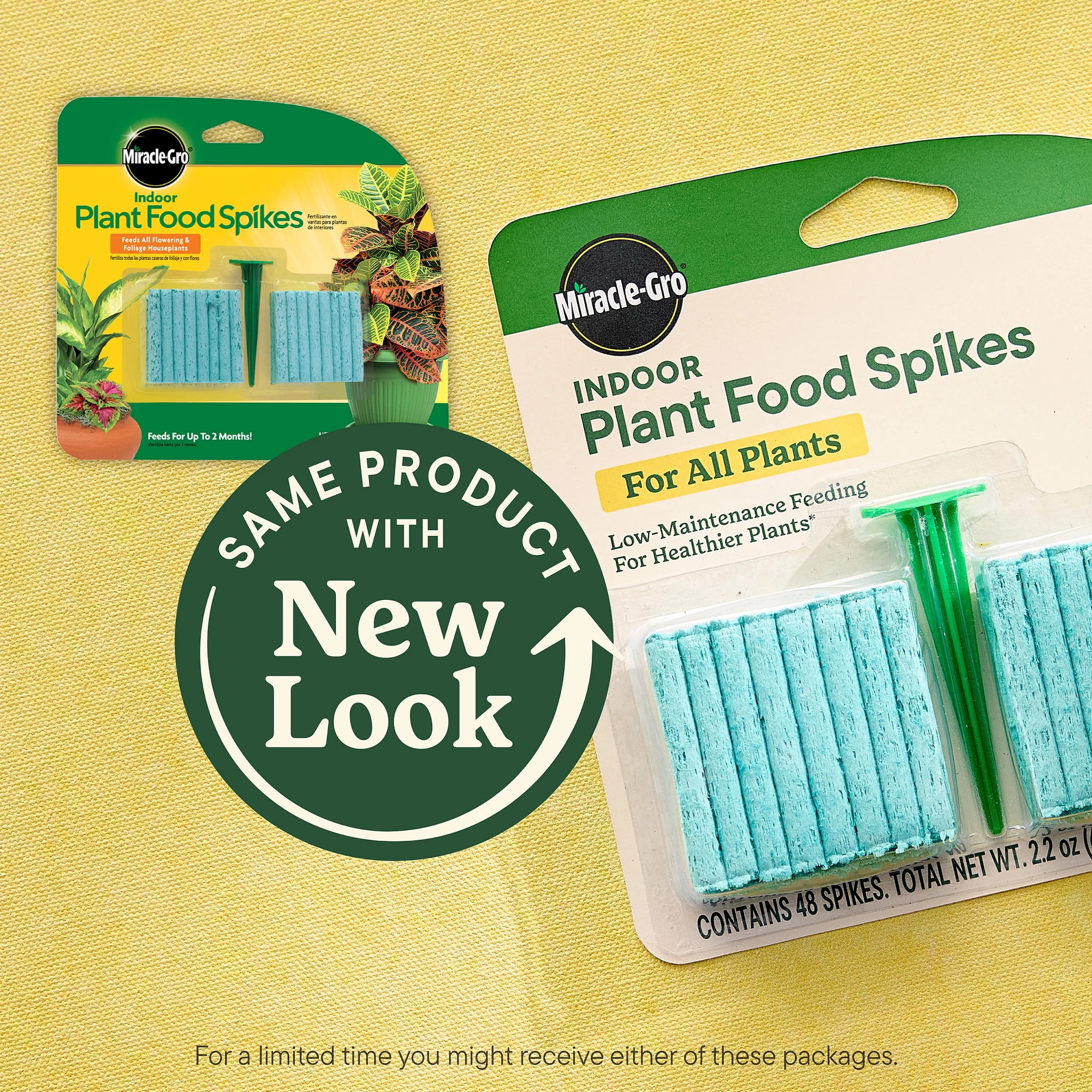 (2 pack) Miracle-Gro Indoor Plant Food Spikes for All Plants, For Houseplants and More, 48 spikes