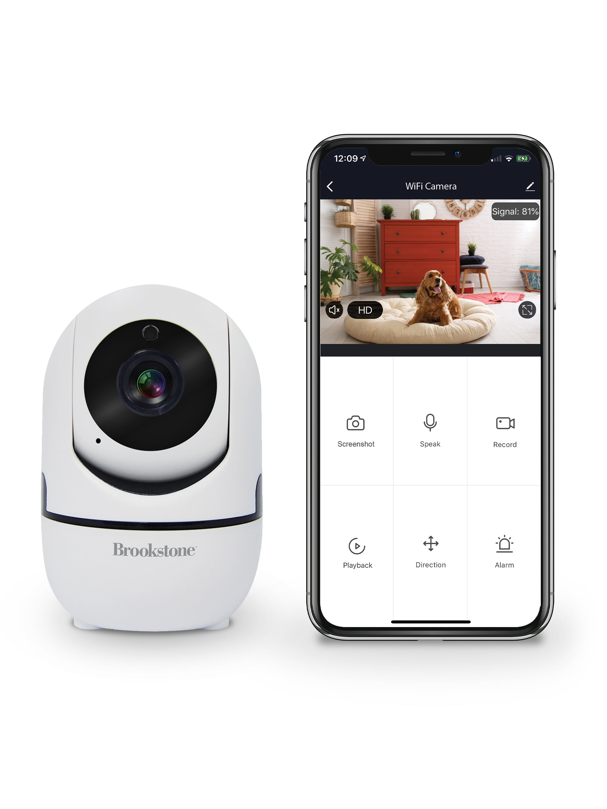Brookstone Indoor WIFI Security/Surveillance/Nanny/Pet Camera with Pan Tilt Controls, Night Vision, Motion Detection, Two-Way Audio and Smart Tracking with USB Connecting Cable and USB adapter - Walmart.com
