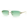 thumbnail image 4 of Luxury Gangster Rimless Jaguar Head Hinge Showy Sunglasses Gold - Green, 4 of 7