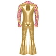 thumbnail image 5 of Lejafay Men's 70s Disco Outfit Lapel V Neck Flare Sleeve with Bottom Pants Jumpsuit Hippie Rompers Gold 4XL, 5 of 7
