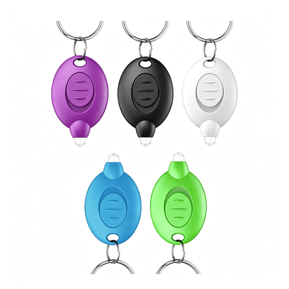 HIBIBUD 5 Pack Led Keychain Flashlight Mini Led Keychain Light 12 Lumen Portable Ultra Bright Battery Powered Key Ring Torch for Outdoor Camping Hiking and Emergency Lighting,5 Colors of Shells