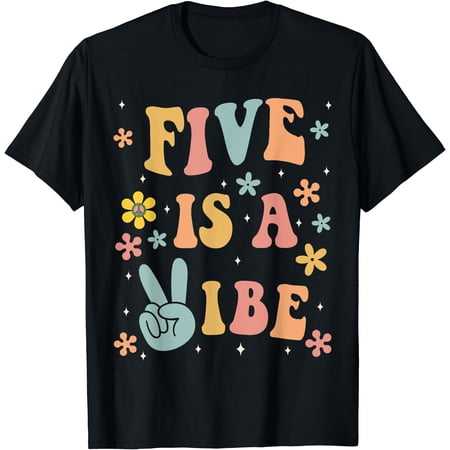 Five Is A Vibe Boho Cute 5Th Birthday Hippie T-Shirt