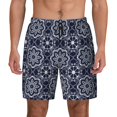 thumbnail image 2 of Goofa Geometry Flower Printed Men's Swim Trunks Board Shorts Quick Dry Mens Swimming Trunks with Compression Liner,Breathable Fit Hawaii Beach Shorts-3X-Large, 2 of 9