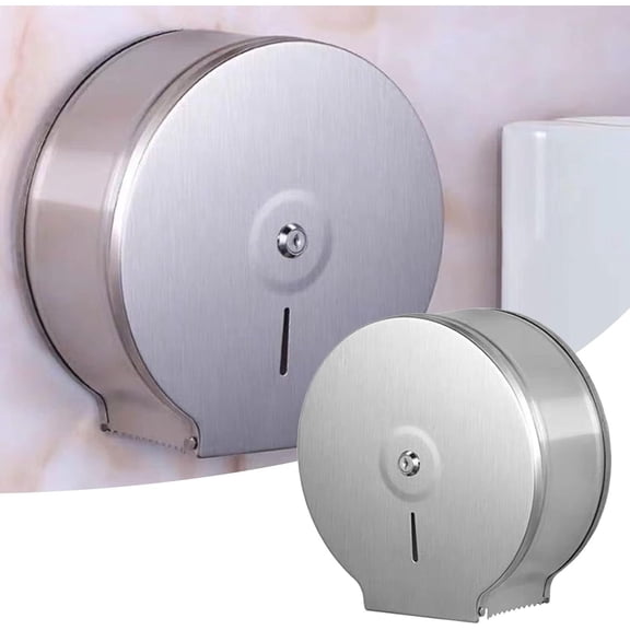 Toilet Paper Dispenser, Stainless Steel Commercial Toilet Paper Dispenser with Lock Single Roll Toilet Tissue Dispenser