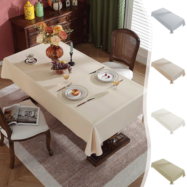 Mantel Rectangular para Picnic de 63 X 39 Pulgadas (Azul Claro, Beige, Blanco y Verde Militar). Material de Poliuretano, Duradero, Impermeable y Fácil de Limpiar. para Fiestas, Cenas y Decoraciones N