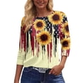 thumbnail image 4 of 4th of July Shirts Women Plus Size 3/4 Sleeve T Shirts Casual Red White and Blue Print Tops USA 250th Anniversary Celebration Party Pullover Independence Day Patriotic Crew Neck Blouses Sky Blue L, 4 of 6