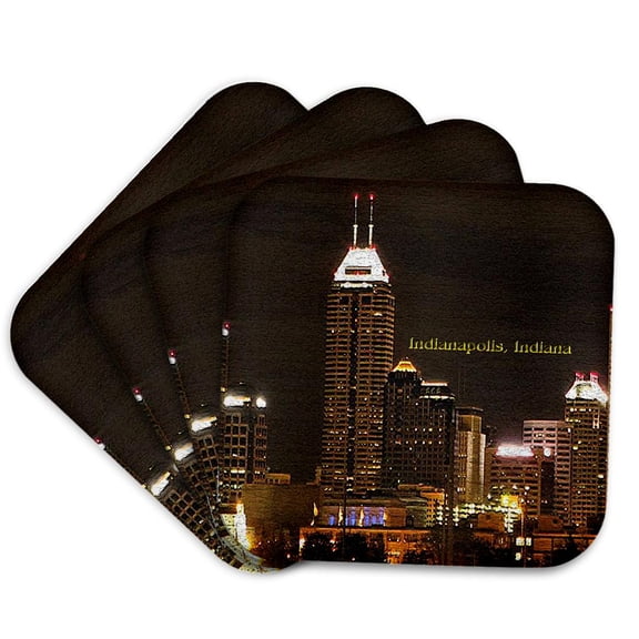 3drose, Indianapolis at Night in Texture, Set of 4 Coasters - Soft