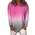 thumbnail image 1 of Tops for Women--Womens Casual Summer O-Neck T-Shirt Gradient Printed Blouse Long Sleeve Shirt Tunic Top, 1 of 3