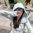 thumbnail image 4 of Lulu Scuba Sweater Slim Fit Yoga Hooded Jacket Plus Velvet Slim Zipper Cardigan, 4 of 5