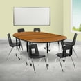 thumbnail image 2 of Flash Furniture Emmy Mobile 86" Oval Wave Flexible Laminate Activity Table Set with 18" Student Stack Chairs, Oak/Black, 2 of 15