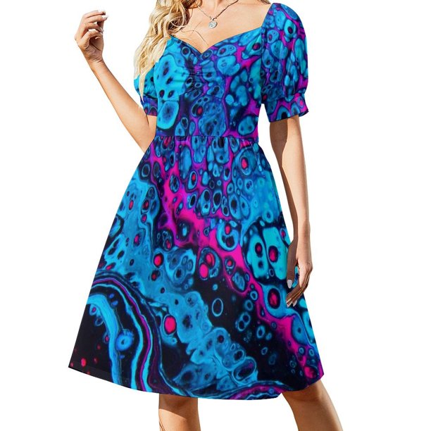 Vestido de manga corta con luz negra Vestidos de mujer Conjuntos de playa para mujer Vestido para niñas Vestido