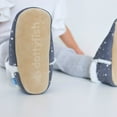 thumbnail image 3 of Dotty Fish Toddler Suede Slippers - Non-Slip, Soft Fleece-Lined –  Silver Stars, 18-24 Months, 3 of 6