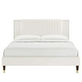 thumbnail image 4 of Modway Zahra Channel Tufted Performance Velvet Twin Platform Bed in White, 4 of 8
