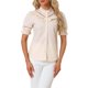 thumbnail image 1 of Blusa de cuello alto con botones y volantes para mujer INSPIRE CHIC, de manga corta, color beige, 1 of 6