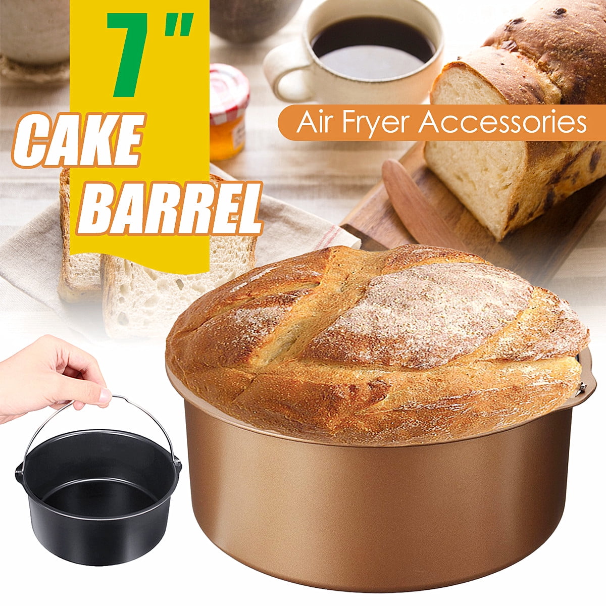 Cake Barrel Air Fryer Accessories Air Frying Pan Fryer Bread Baking Basket kasd