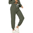 thumbnail image 5 of Wutalume Women's 2-Piece Solid Color Casual Set, Round Neck Long Sleeve Top and Sweatpants with Pockets, Everyday Loungewear,Army Green L, 5 of 5