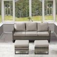 thumbnail image 2 of POCASSY 74" Wide Outdoor Wicker Sofa Patio Couch with Ottoman, 2 of 8
