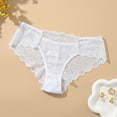 thumbnail image 4 of Sexy Lace Panties Women Plus Size Solid Color Low-Rise Underwear Underpant Brief White XL YIWEI, 4 of 10