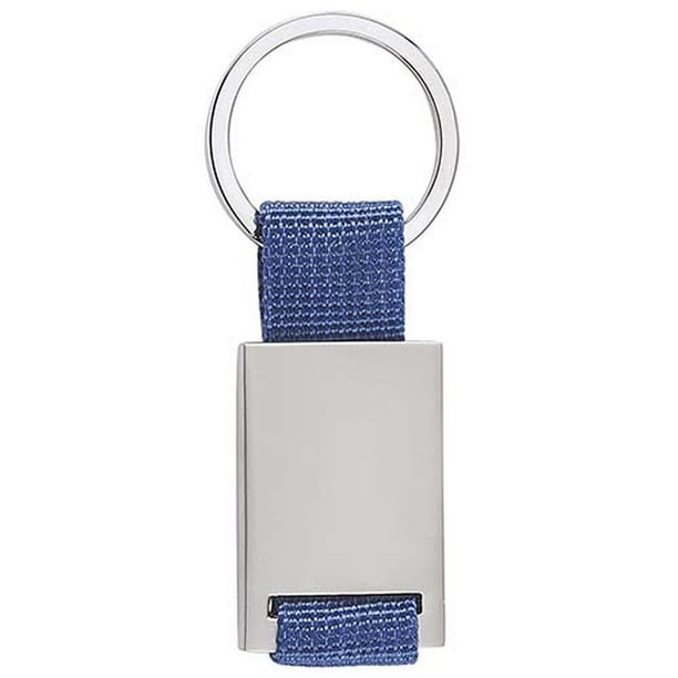 Llavero metálico con cinta de tela-Caspio azul 2.8 x .05 x 8