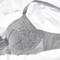 thumbnail image 4 of Gymayou Women Underwire Lace Push Up Bra French Floral Lace Edge Gathering Support Lingerie Adjustable Thin Strap Full Coverage Comfort Everyday Bra Coffee 80C, 4 of 9