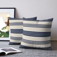 thumbnail image 2 of Pillow Covers 16x16 Set of 2, Navy Blue Striped Throw Pillow Covers Decorative Couch Cushion Cover, Modern Geometric Horizontal Stripes Beige Microfiber Soft Pillowcases for Bedroom Living Room Sofa, 2 of 9