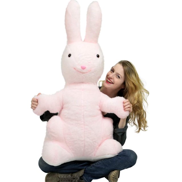 Giant Stuff Rabbit American Made Giant Stuffed Bunny Pink Soft 42 Inch Big Plush Rabbit ...
