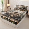 thumbnail image 2 of Manfei Rustic Wooded Pine Zipper Twin Comforter Sets with Fitted Sheet and 2 Pillowcases,Brown Bear Zipper Bedding Set,Gray Brown,Black Reversible,4pcs, 2 of 8