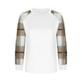 thumbnail image 4 of Womens Fashion Long Sleeved Shirt Checkered T-shirt Casual Wear Round Neck Lightweight Casual Top Basic Fall Clothes Outfits Winter Clothing, 4 of 7
