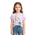 thumbnail image 3 of Glisme Tops for Girls Short Sleeve T Shirts Crewneck Cartoon Pattern Tee Adorable Toddler Wear Purple, 3 of 3