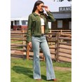 thumbnail image 4 of DARING DIVA Women's Faux Suede Fringe Cowgirl Style Long Sleeve Jacket M Army Green, 4 of 6