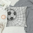 thumbnail image 2 of Nawypu Soccer Throw Pillow Cushion Cover, Soccer Ball in Net Goaly Position Sports Competition Hand Drawn Style, Decorative Square Accent Pillow Case,White Black, 2 of 5