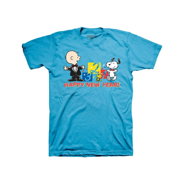 Peanuts Charlie Brown Snoopy Woodstock Happy New Year T-Shirt - Walmart