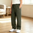 thumbnail image 2 of CONROSES Kids Boys Casual Pants Wide Leg Baggy Pant for Child Solid Elastic Waist Cozy Fall Winter Jogger Trousers with Pockets, 2 of 8