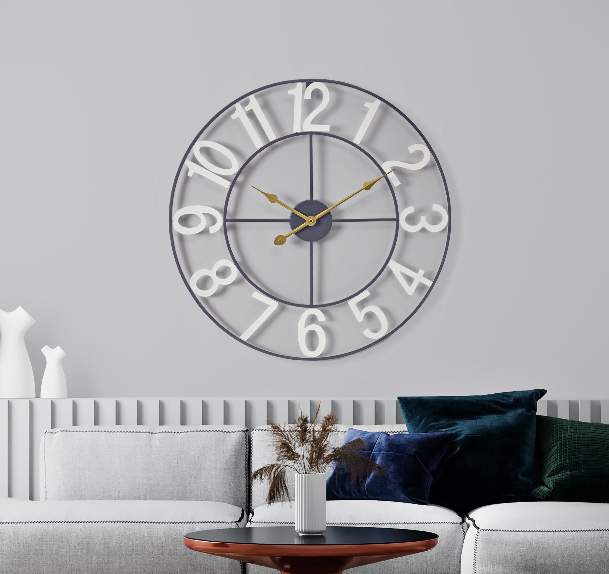 Sorbus 24in Large Wall Clock, Analog Battery Operated, White, Living Room & Kitchen