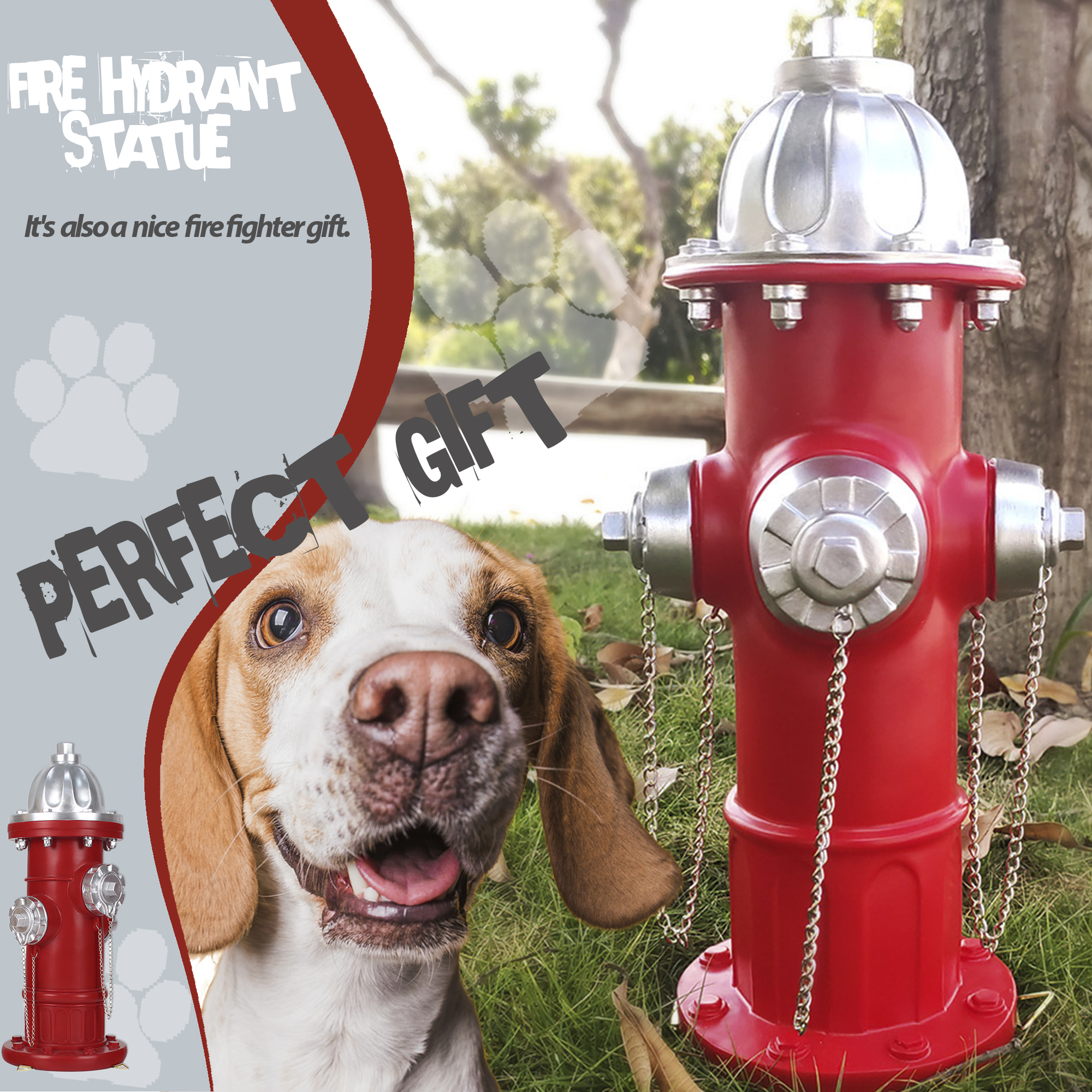 Dog Fire Hydrant Pee Post, Prefdo Puppy Pee Post Training Statue, Indoor Outdoor Fire Hydrant Decor Figurines for Yard Art Garden Lawn, Gift for Fireman (14.5 inch )