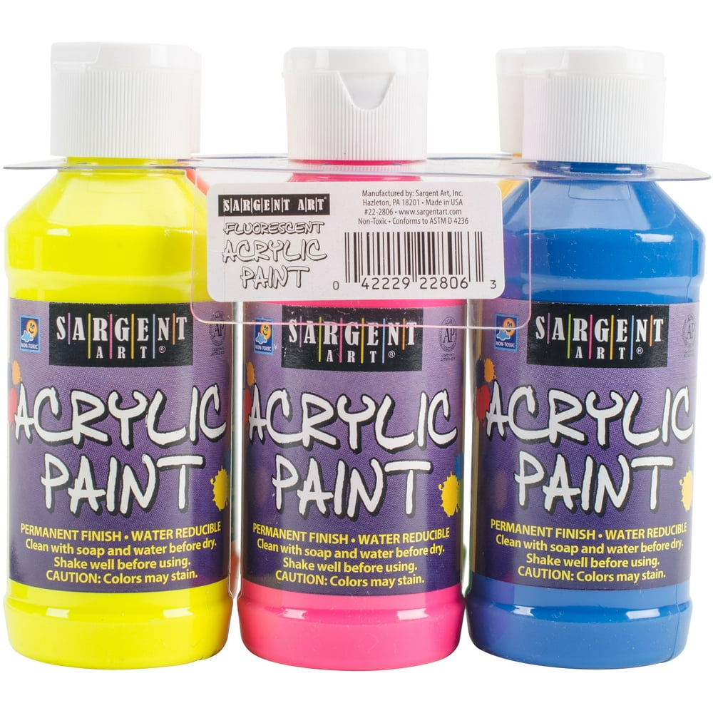 Acrylic Paint Set 4oz 6/PkgFluorescent
