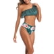 thumbnail image 2 of Traje de baño para mujer Estampado de moda Un hombro Volantes Poliéster Transpirable Slim Fit Trajes de baño divididos para actividades acuáticas Verde M, 2 of 7