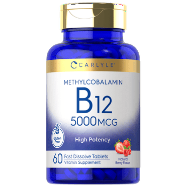 Vitamin B-12 5000mcg | 60 Tablets | For Men and Women | Methylcobalamin Supplement | by Carlyle