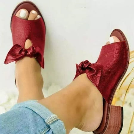 

Sunhillsgrace Shoes For Women Sandals Women s Fashion Squared Heel Peep Toe Sandals Casual Kontbow Slip On Shoes