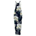 thumbnail image 4 of Wycnly Jumpsuits for Women Dressy Loose Wide Leg Spaghetti Strap Jumpsuits Overalls with Pocket Summer Sleeveless V-Neck Floral Print Long Formal Rompers Navy s, 4 of 6