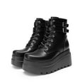 thumbnail image 2 of BURUDANI Women Chunky High-Heel Platform Combat Ankle Boots Goth Lace-Up Motorcycle Booties, 2 of 7