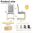 thumbnail image 6 of JUFU Dining Chairs Set of 4, Light Gray PU Leather Side Chairs, High Back, Gold Cantilever Base for Dining & Kitchen, 6 of 9