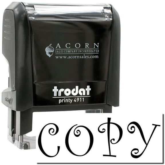 Self-Inking Curly Copy Stamp, Trodat Printy 4911, Press and Print Stamping, Impression Size 5/8" x 1-1/2", Up to 10,000 Impressions - Black Ink