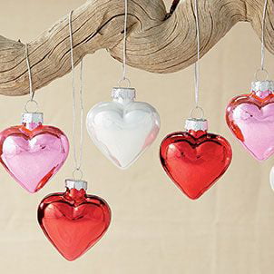Lillian Vernon Shiny Glass Hearts Valentines Day Ornaments - Set of 12 4 of Each Color Hand Blown Glass Holiday Decorations Fest