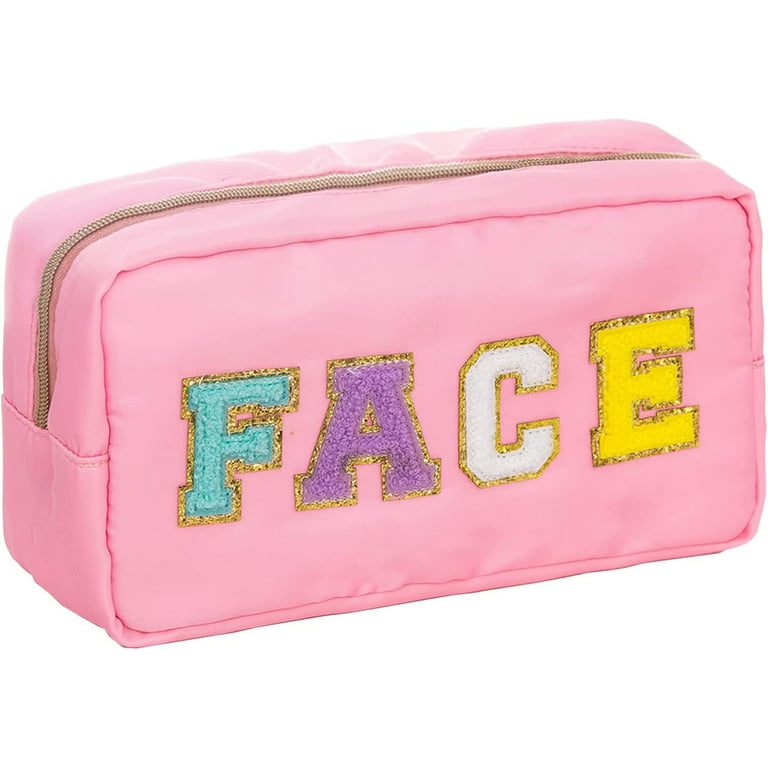 Preppy Patch Bag Chenille Letter Pouch Nylon Zipper Bag Varsity Letter Make  up Bag with Patches Makeup Bag Face Letters Monogrammed Makeup Bag Stoney  Clover Dupes Pouch Preppy Cosmetic Bag Pink 