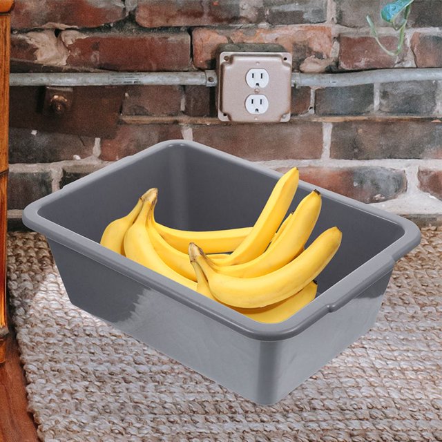 HLONK Plastic Bus Tub 1 Gallon Grey Commercial Utility Tote Bin Box Small Rectangle Storage Dish for Home Kitchen Restaurant